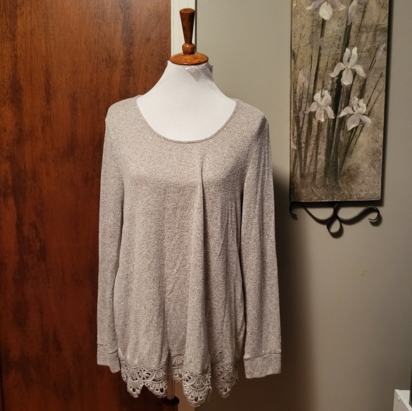 Soft Surroundings Knit Top Large Brown Long Sleeve